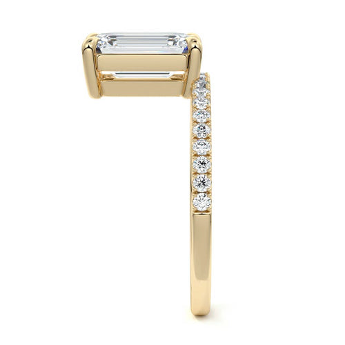 Calla - Emerald Cut Yellow Gold Engagement Ring Profile View | Nura Lab