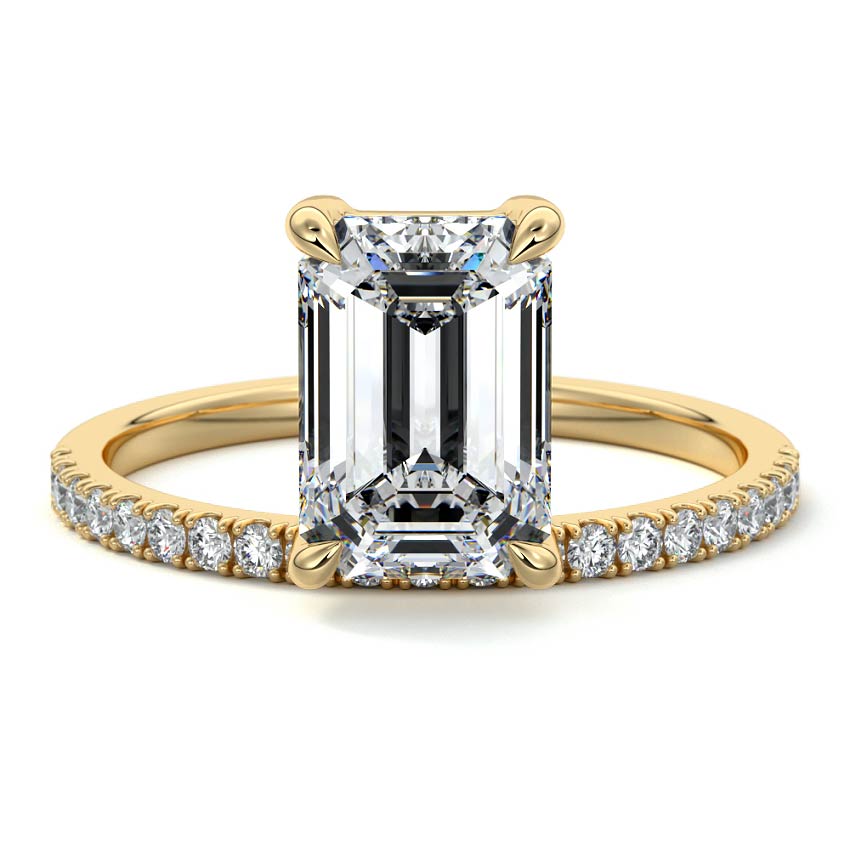 Calla - Emerald Cut Yellow Gold Engagement Ring Detail View | Nura Lab