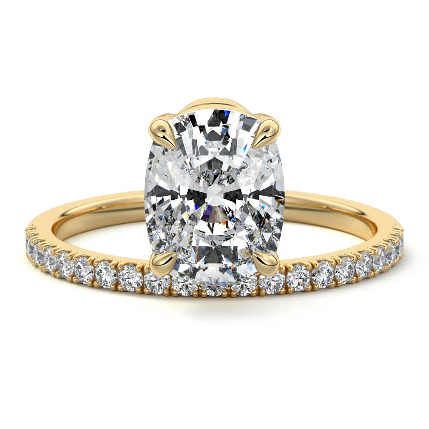 Calla - Cushion Yellow Gold Lab Grown Diamond Engagement Ring | Nura Lab