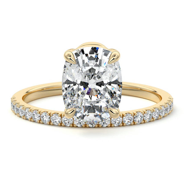 Calla - Cushion Pavé Solitaire Lab Grown Diamond Engagement Ring