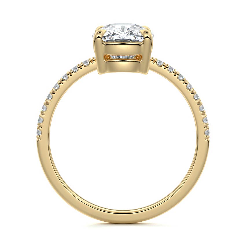 Calla - Cushion Yellow Gold Engagement Ring Side View | Nura Lab