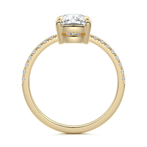 Calla - Cushion Yellow Gold Engagement Ring Side View | Nura Lab