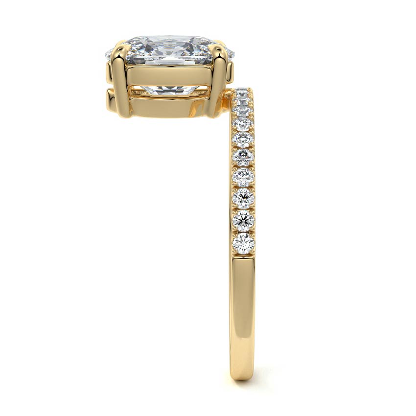 Calla - Cushion Yellow Gold Engagement Ring Profile View | Nura Lab