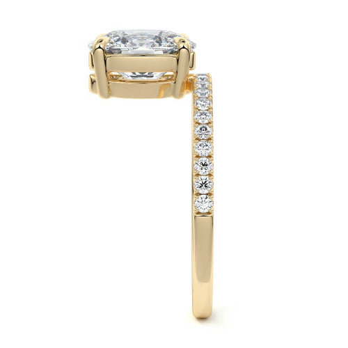 Calla - Cushion Yellow Gold Engagement Ring Profile View | Nura Lab