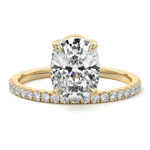 Calla - Cushion Yellow Gold Engagement Ring Detail View | Nura Lab