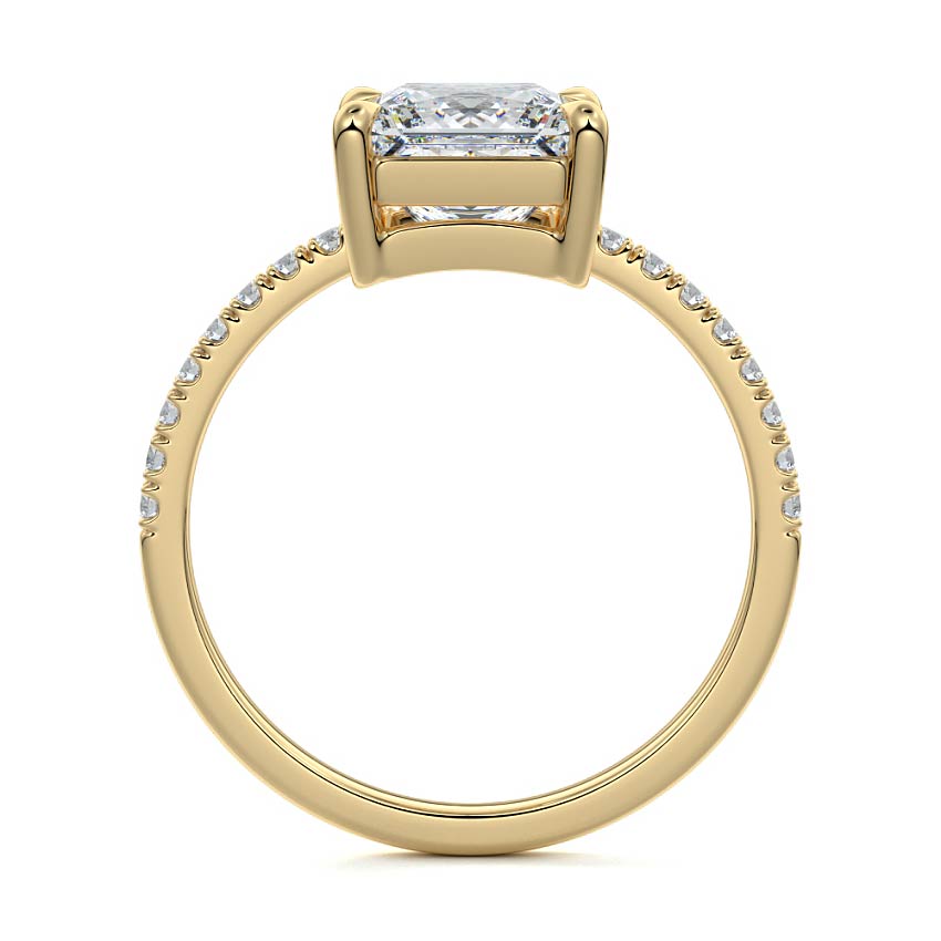 Calla - Princess Yellow Gold Engagement Ring Side View | Nura Lab