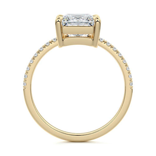 Calla - Princess Yellow Gold Engagement Ring Side View | Nura Lab