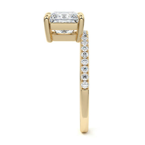 Calla - Princess Yellow Gold Engagement Ring Profile View | Nura Lab