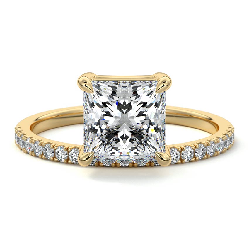 Calla - Princess Yellow Gold Engagement Ring Detail View | Nura Lab