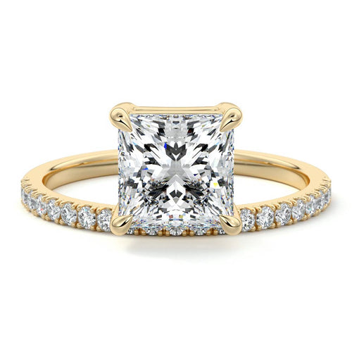 Calla - Princess Yellow Gold Engagement Ring Detail View | Nura Lab