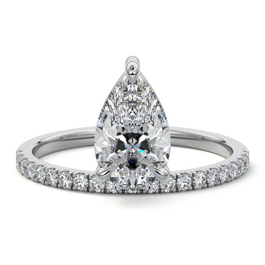 Calla pear pavé solitaire lab grown diamond engagement ring in platinum