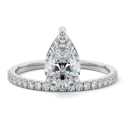 Calla pear pavé solitaire lab grown diamond engagement ring in platinum