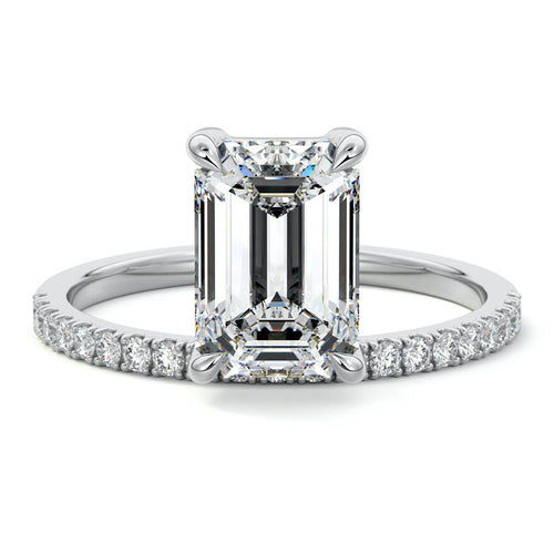 Calla - Emerald Cut Platinum Lab Grown Diamond Engagement Ring | Nura Lab