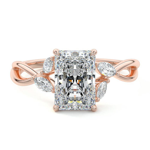 Cassia - Radiant Rose Gold Lab Grown Diamond Engagement Ring | Nura Lab