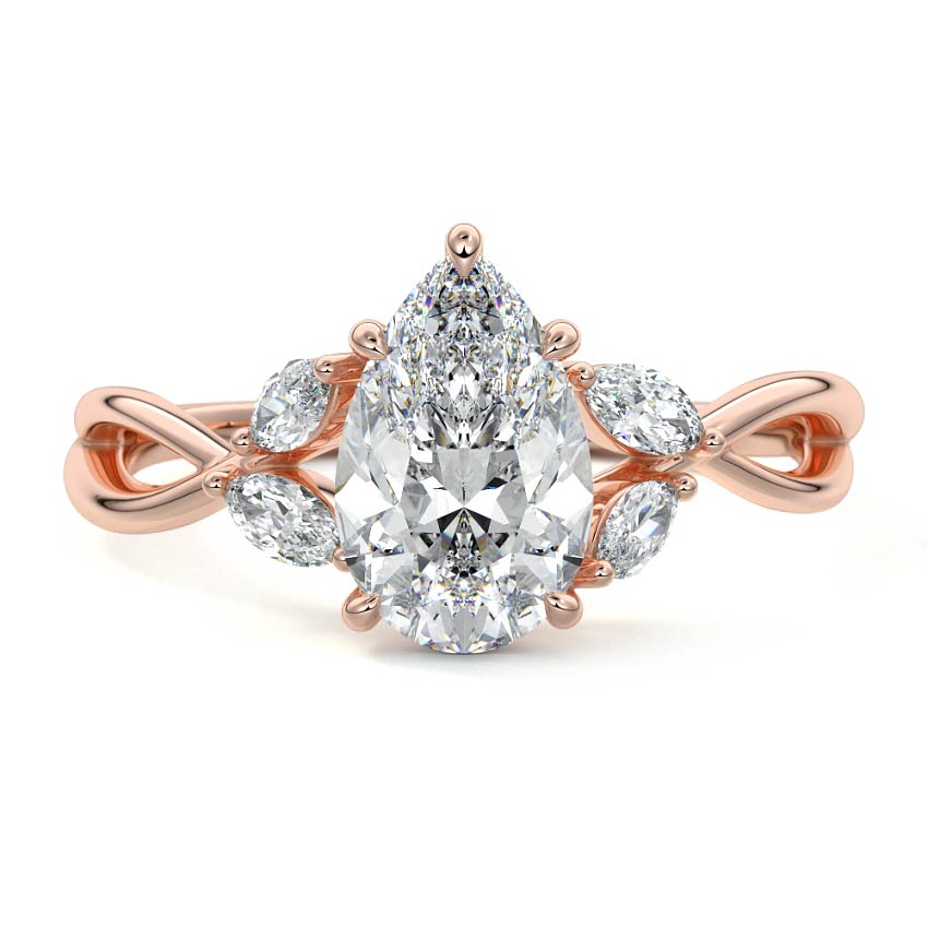 Cassia - Pear Rose Gold Lab Grown Diamond Engagement Ring | Nura Lab