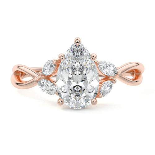 Cassia - Pear Rose Gold Lab Grown Diamond Engagement Ring | Nura Lab