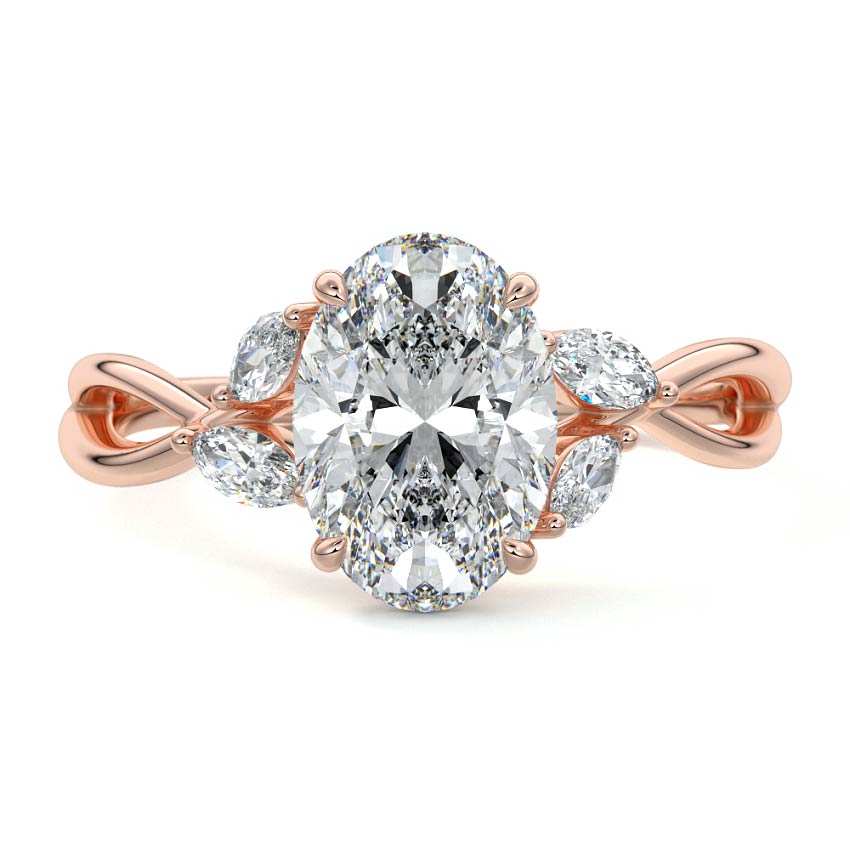 Cassia - Oval Rose Gold Lab Grown Diamond Engagement Ring | Nura Lab