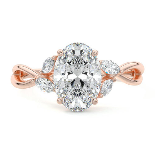 Cassia - Oval Rose Gold Lab Grown Diamond Engagement Ring | Nura Lab