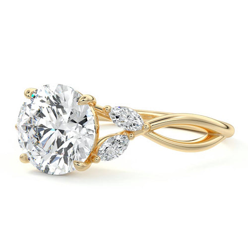 Cassia - Round Yellow Gold Engagement Ring Profile View | Nura Lab