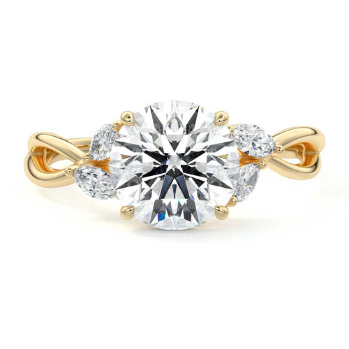 Cassia - Round Yellow Gold Engagement Ring Detail View | Nura Lab