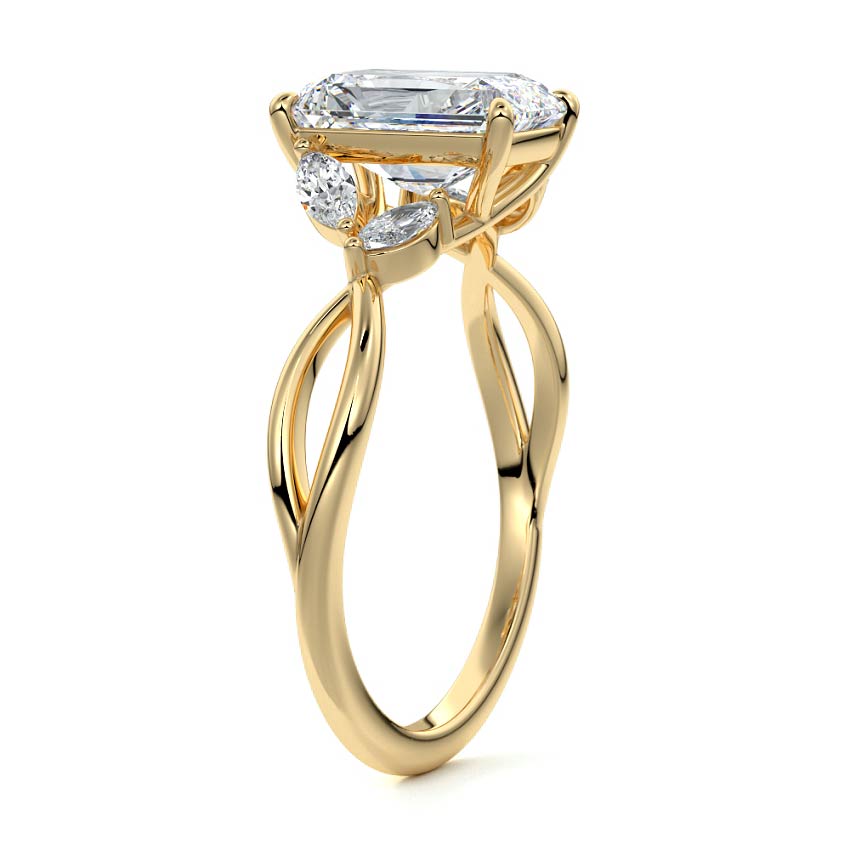 Cassia - Radiant Yellow Gold Engagement Ring Side View | Nura Lab