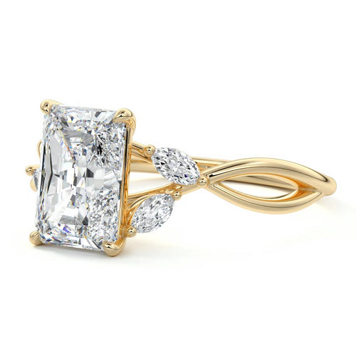 Cassia - Radiant Yellow Gold Engagement Ring Profile View | Nura Lab