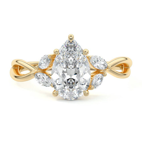 Cassia - Pear Yellow Gold Lab Grown Diamond Engagement Ring | Nura Lab