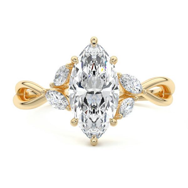Cassia - Marquise Twisted Side Stone Lab Grown Diamond Engagement Ring