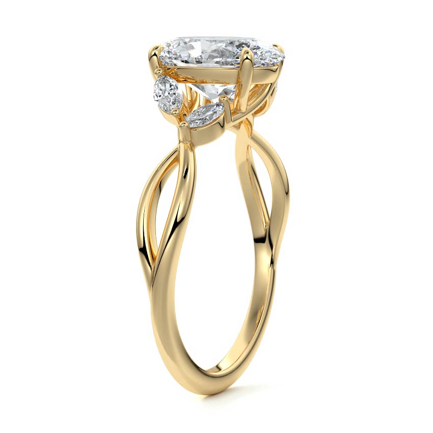 Cassia - Oval Yellow Gold Engagement Ring Side View | Nura Lab