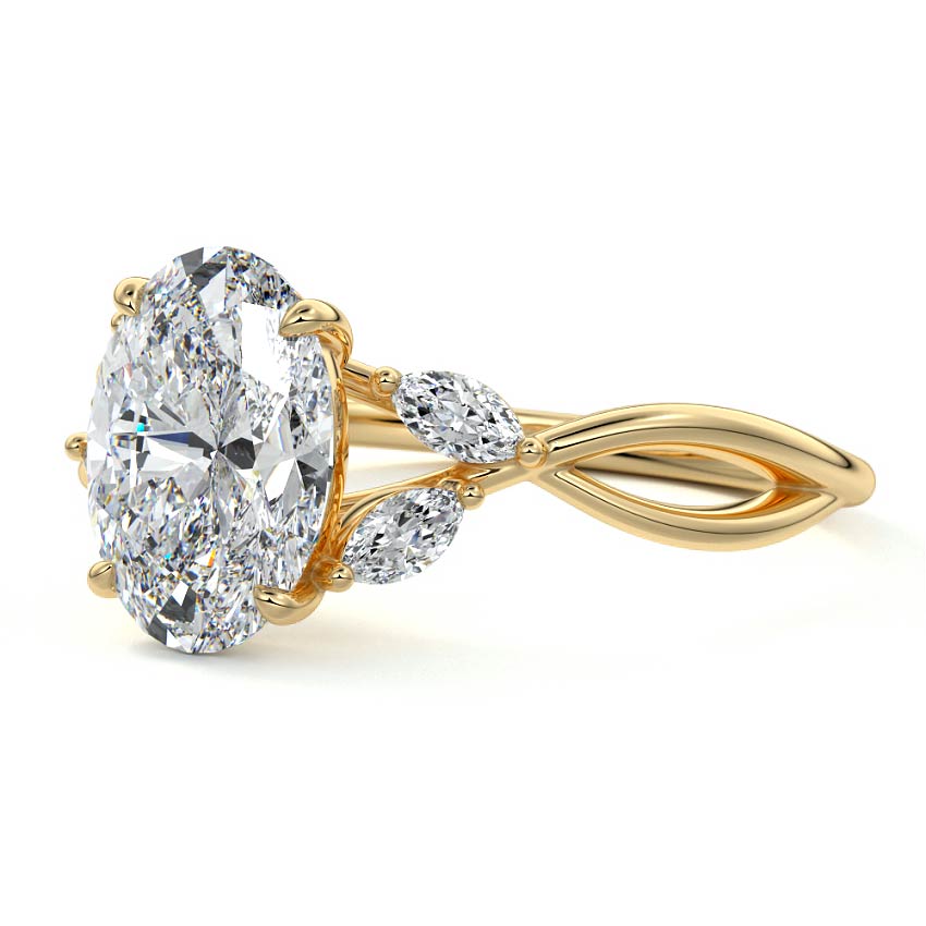 Cassia - Oval Yellow Gold Engagement Ring Profile View | Nura Lab