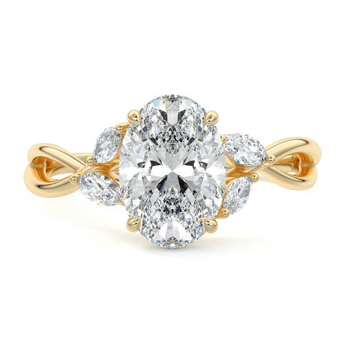 Cassia - Oval Yellow Gold Engagement Ring Detail View | Nura Lab