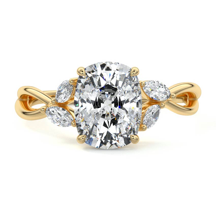 Cassia - Cushion Yellow Gold Lab Grown Diamond Engagement Ring | Nura Lab