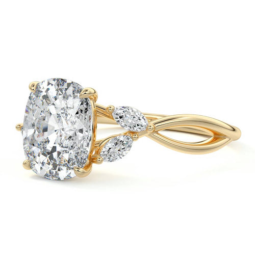 Cassia - Cushion Yellow Gold Engagement Ring Profile View | Nura Lab