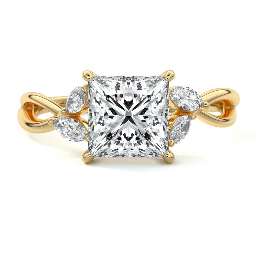 Cassia - Marquise Yellow Gold Lab Grown Diamond Engagement Ring | Nura Lab
