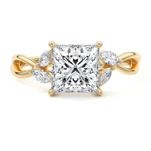 Cassia - Marquise Yellow Gold Lab Grown Diamond Engagement Ring | Nura Lab