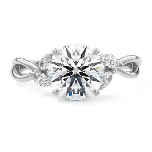 Cassia - Round White Gold Lab Grown Diamond Engagement Ring | Nura Lab