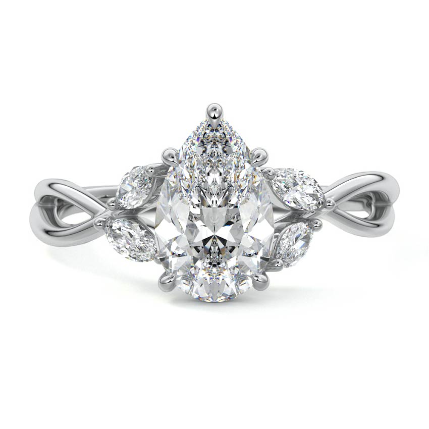 Cassia - Pear White Gold Lab Grown Diamond Engagement Ring | Nura Lab