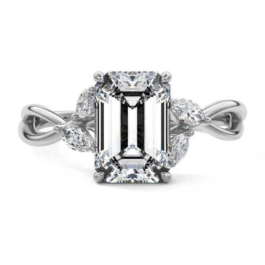 Cassia - Emerald Cut Platinum Lab Grown Diamond Engagement Ring | Nura Lab