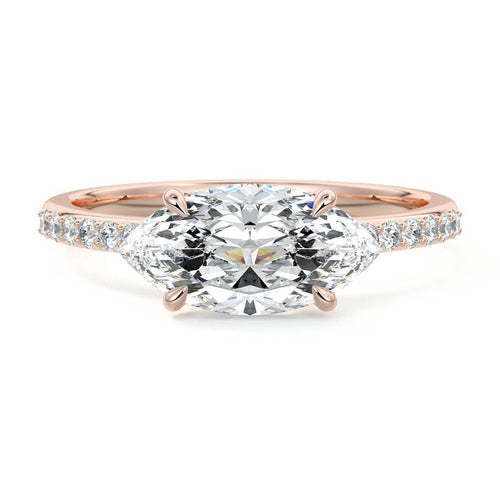 Catrina - Marquise Rose Gold Lab Grown Diamond Engagement Ring | Nura Lab