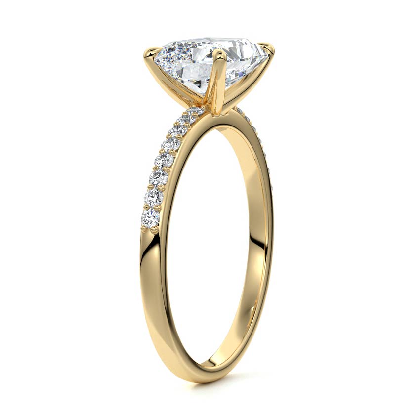 Catrina - Radiant Yellow Gold Engagement Ring Side View | Nura Lab