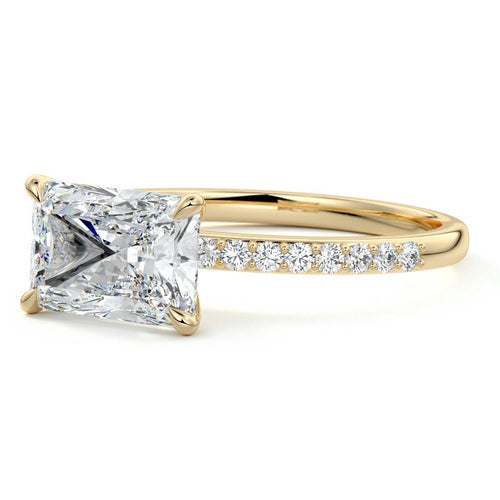 Catrina - Radiant Yellow Gold Engagement Ring Profile View | Nura Lab