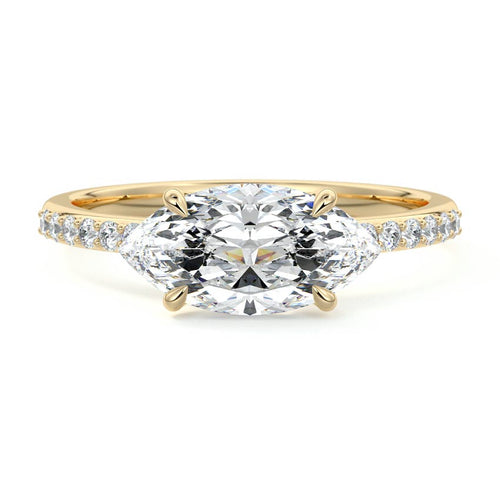 Catrina - Marquise Yellow Gold Lab Grown Diamond Engagement Ring | Nura Lab