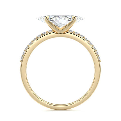 Catrina - Marquise Yellow Gold Engagement Ring Angle View | Nura Lab