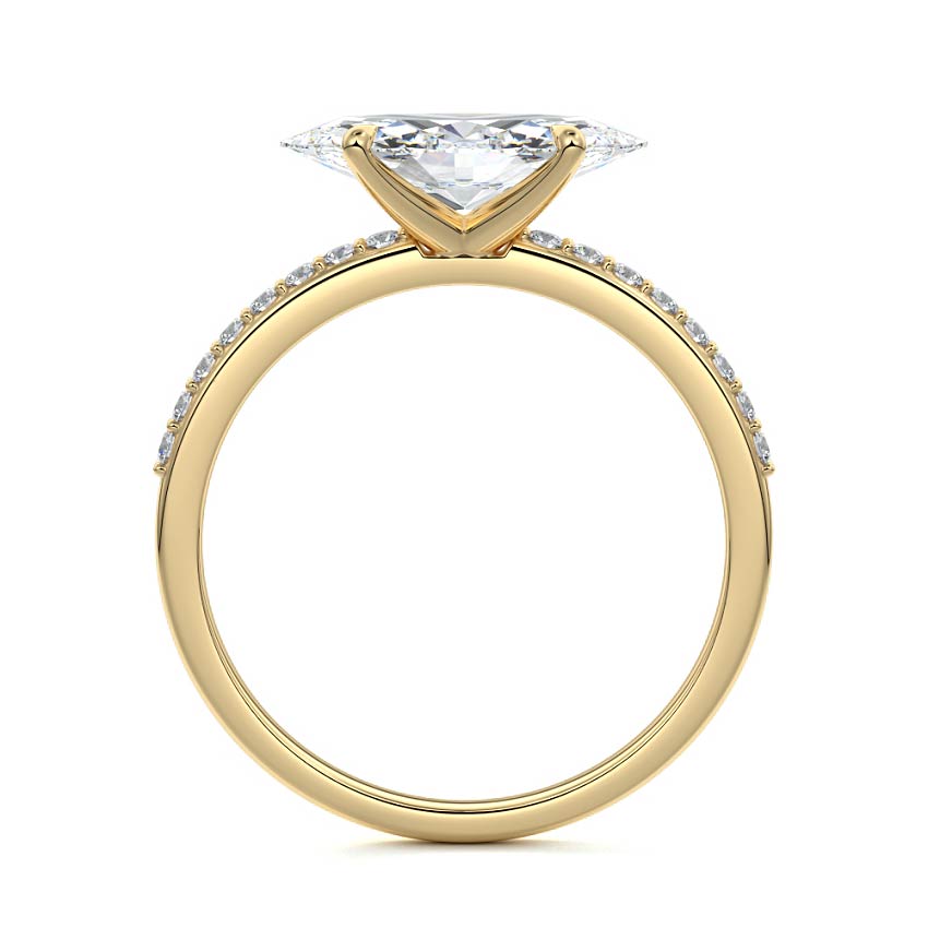 Catrina - Marquise Yellow Gold Engagement Ring Side View | Nura Lab