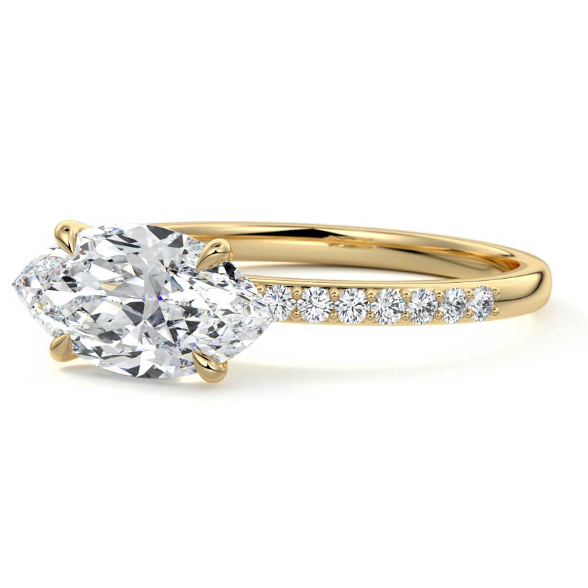 Catrina - Marquise Yellow Gold Engagement Ring Profile View | Nura Lab