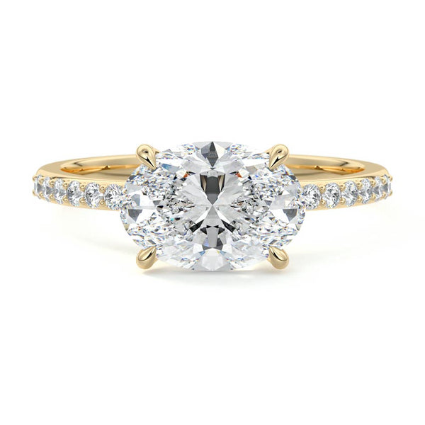 Catrina - East-West Oval Pavé Solitaire Lab Grown Diamond Engagement Ring