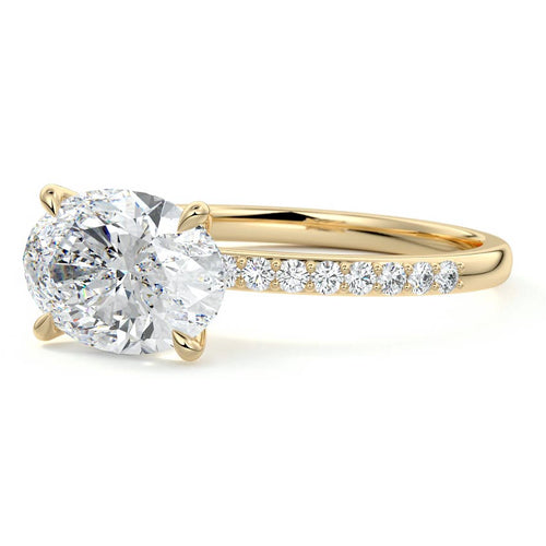 Catrina - Oval Yellow Gold Engagement Ring Profile View | Nura Lab