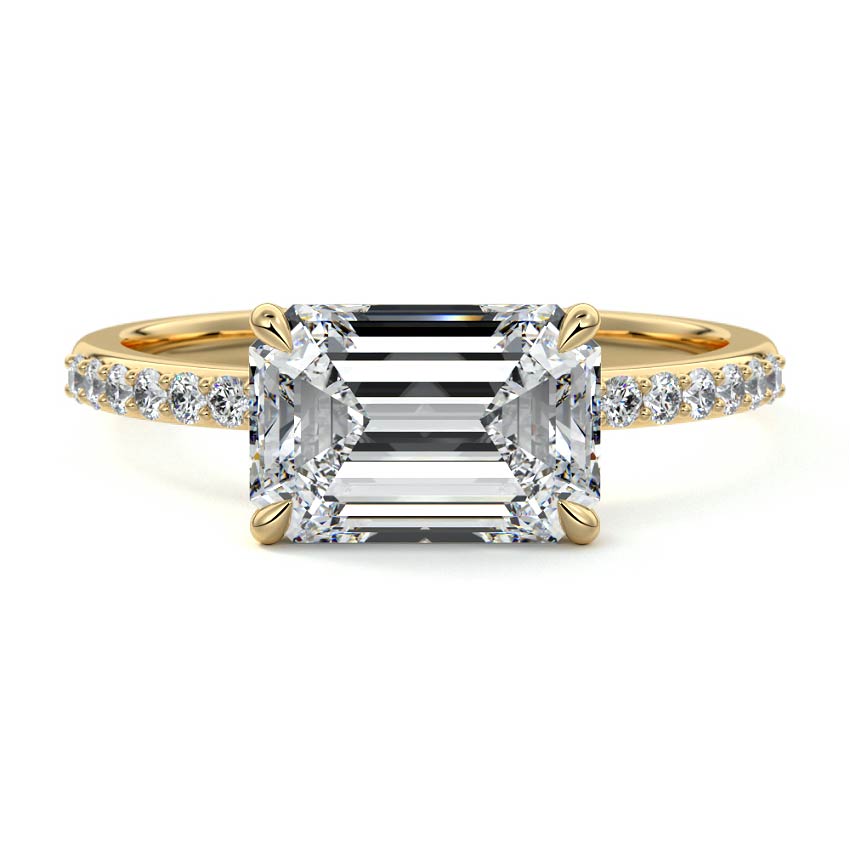 Catrina - Emerald Cut Yellow Gold Lab Grown Diamond Engagement Ring | Nura Lab