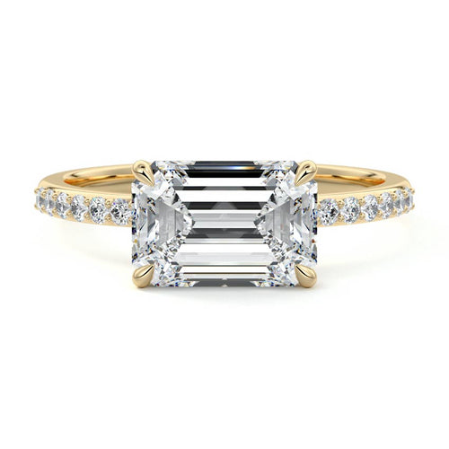 Catrina - Emerald Cut Yellow Gold Lab Grown Diamond Engagement Ring | Nura Lab