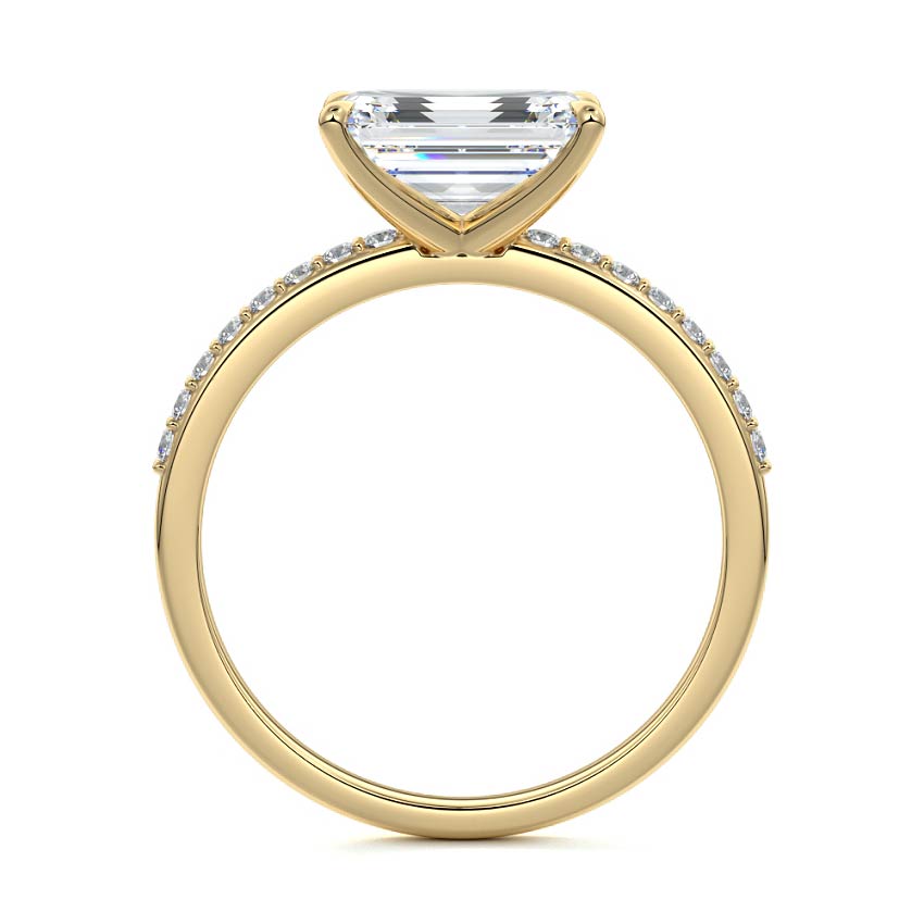 Catrina - Emerald Cut Yellow Gold Engagement Ring Angle View | Nura Lab